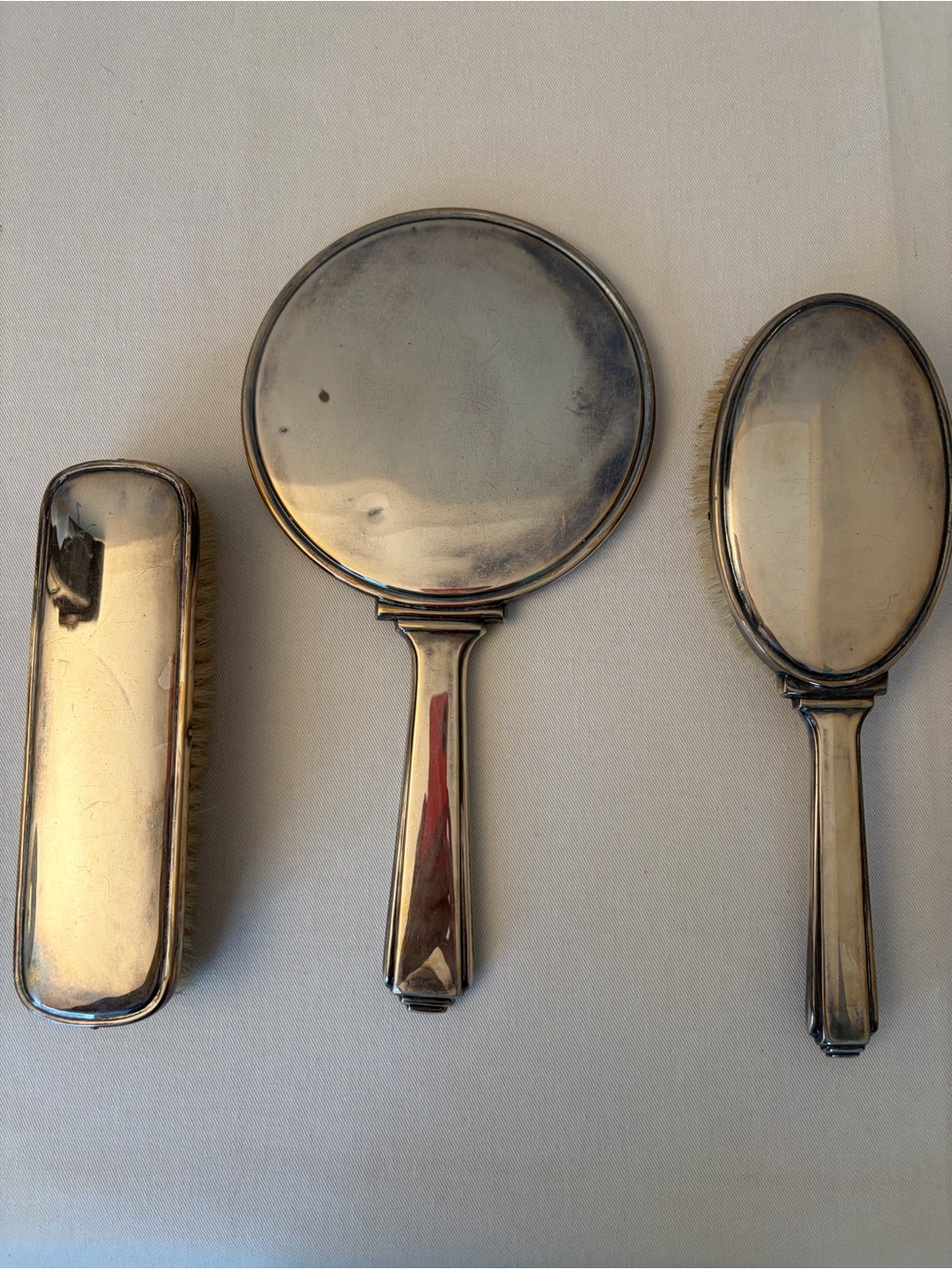 Vintage Art Deco EPNS Silver Plated 3-Piece Vanity Dresser Set